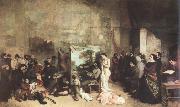 Gustave Courbet the studio of the painter,a real allegory oil